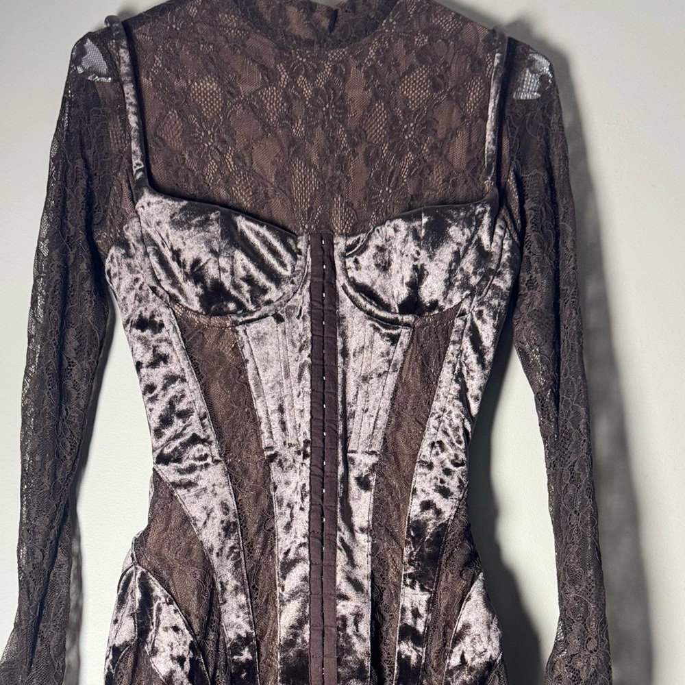 House of CB (MARICA) Velvet and Lace Dress